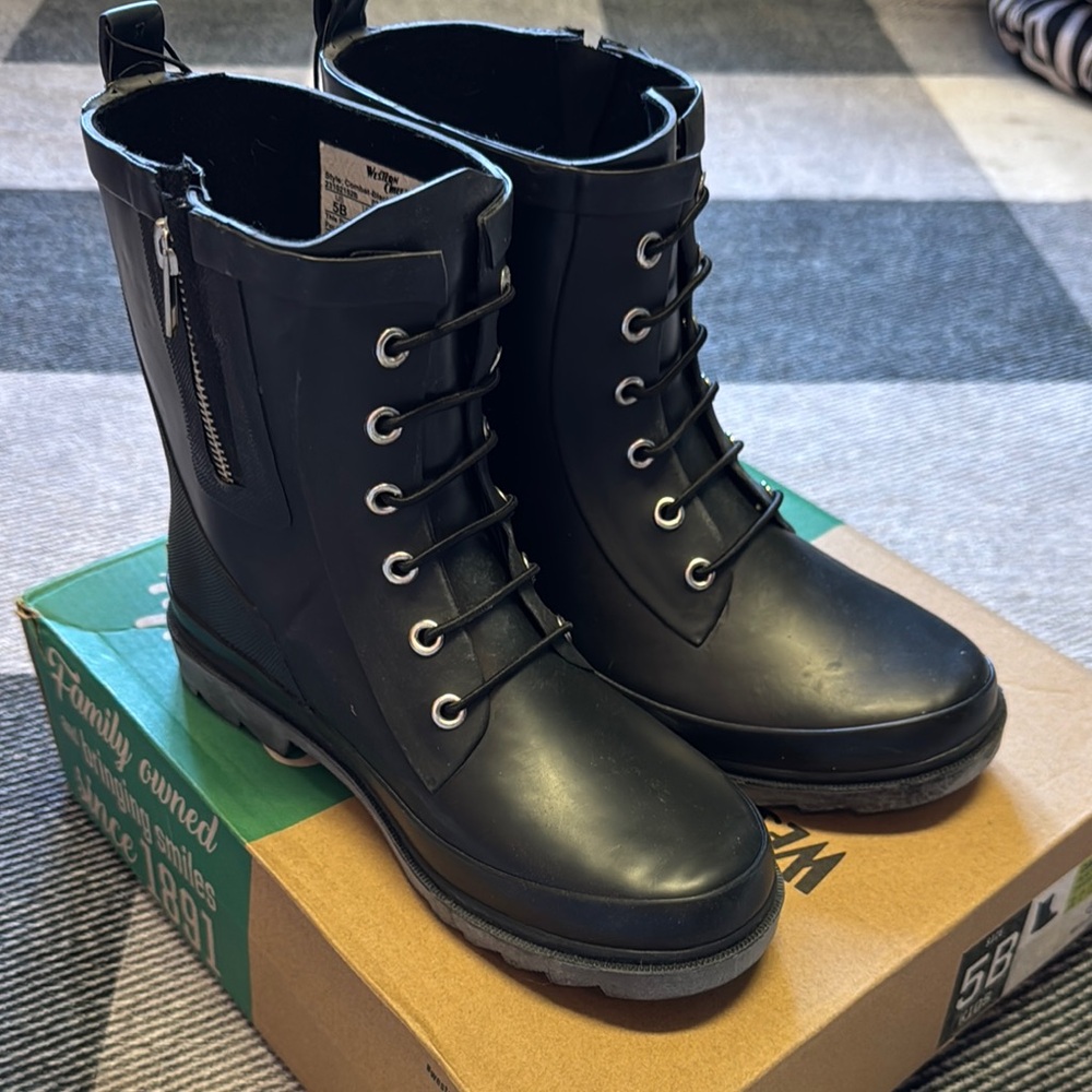 Kids Black Waterproof Rubber Boots